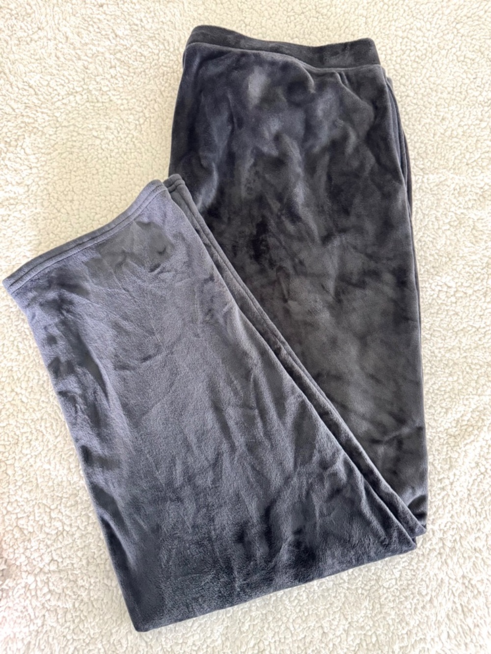 Natori Pants Womens XL Velour Charcoal Gray Pull On Soft Stretchy High Rise Cozy - Picture 3 of 6